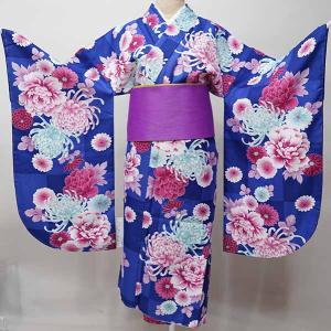 二尺袖着物 単品 仕立て上がり 合繊 百花斉放 白地 卒業式 NO29328-4 二尺袖着物 単品 仕立て上がり 合繊 百花斉放 白地 卒業式 新品（株