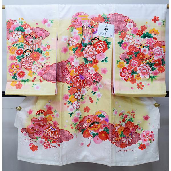 お宮参り 産着 のしめ 女児 女の子 正絹 白地 綸子地 豪華絢爛 金刺繍 祝着 初着 一つ身 掛け...