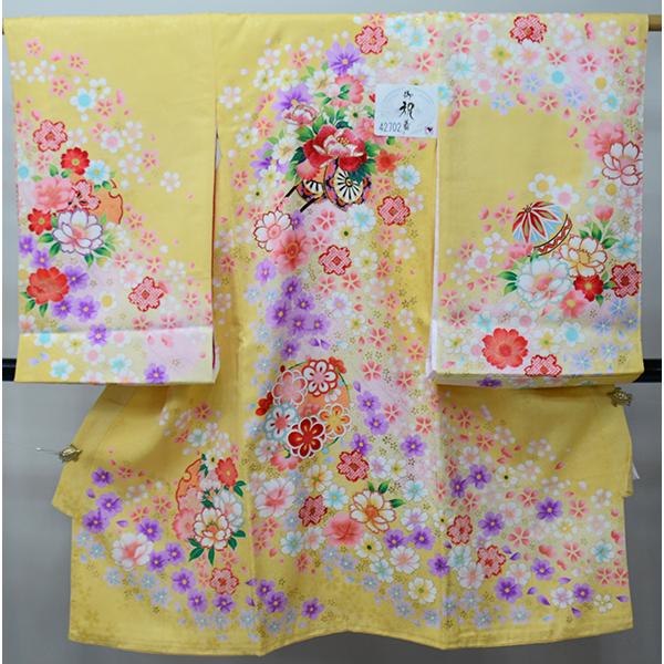 お宮参り 産着 のしめ 女児 女の子 正絹 黄色地 綸子地 豪華絢爛 金刺繍 祝着 初着 一つ身 掛...