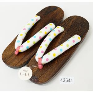 下駄 桐下駄 女性用 焼き 水玉鼻緒 25.5cm L~LLサイズ 適合足サイズ24.5〜26cm レターパック便可 新品（株）安田屋 NO43641