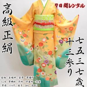 ７歳七五三一式セット　中古 アウトレット 未使用 七五三 7歳 女の子 着物 セット 3点セット