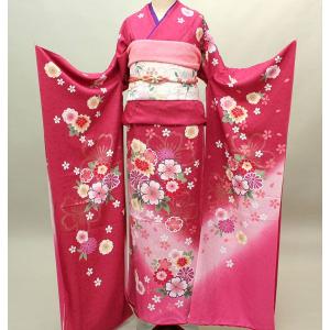 振袖 正絹 着物 仕立て上がり 京友禅 百花繚乱 ピンク 成人式 結納