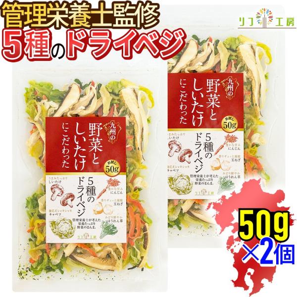 管理栄養士監修 国産 乾燥野菜 九州の野菜としいたけにこだわった 5種のドライベジ 50g×2個セッ...