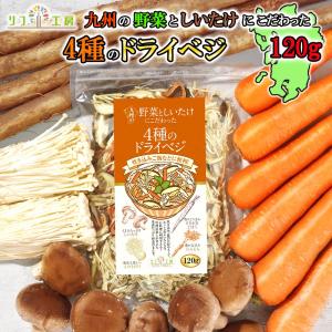 管理栄養士監修 国産 乾燥野菜 九州の野菜としいたけにこだわった 4種のドライベジ 120g 原木しいたけ えのきだけ ささがきごぼう 人参 九州産野菜のみ使用｜yasukabai