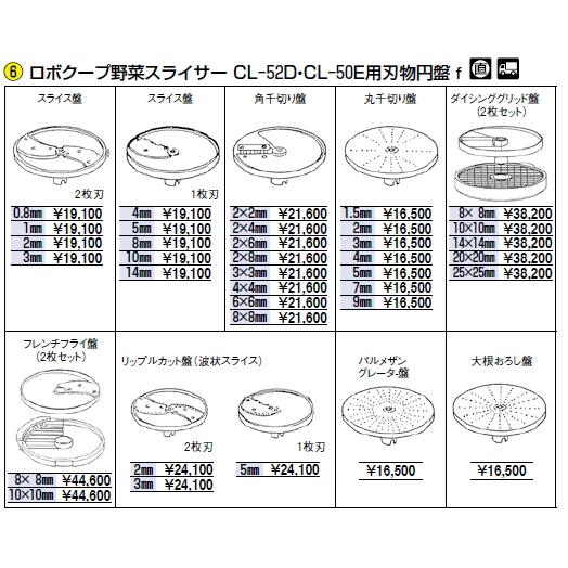 ロボクープ 野菜スライサー CL-52D・CL-50E用刃物円盤 丸千切り盤 5mm