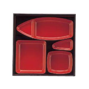 A8.5寸木目松花堂 D.X仕切 朱天黒 1-395-6 : 厨房用品 安吉 - 通販