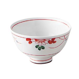 和らく　茶碗　赤絵草花(81BWAKO)【メープル】【おかるのキモチ】【軽量強化磁器】【茶碗】【ご飯茶碗】【飯茶碗】｜yasukichi