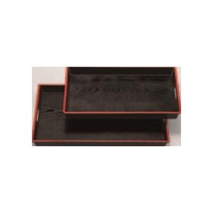 ABS木目脇取盆 黒天朱 尺8寸