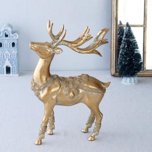 ゴールドトナカイ 置物 オブジェ 金色 クリスマス 飾り アンティーク