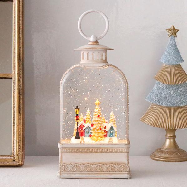 クリスマス 飾り リキッド ミュージック ランタン ヴィレッジ ホワイト クリスマスキャロル８曲メド...