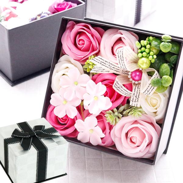 ホワイトデー お返し ソープフラワー ボックス 入浴剤 プレゼント 誕生日 女性 バラ クルール バ...