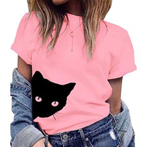 猫 Tシャツ 半袖 ネコ 柄 トップス レディース 猫 tシャツ ねこ キャット 春夏 秋冬 夏 春服 薄手