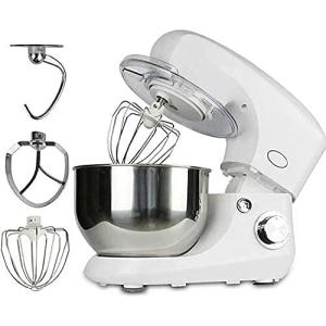 RAAKIMO 業務用ミキサー 5.35L 大容量 3種類アタッチメント 6段階スピード調節 スタンドミキサー stand mixer 卓上型ミキサー こね/混ぜ/泡立て 家庭用