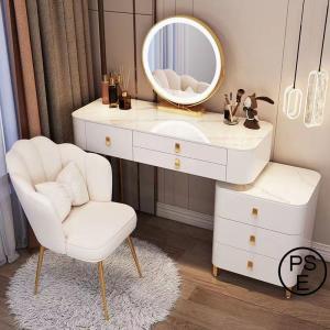 ドレッサー 北欧風 鏡台 オシャレ お姫系 LEDミラー レザー調