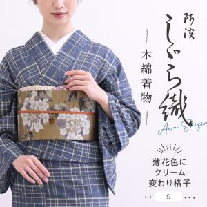 洗える着物 阿波しじら 薄花色にクリーム変わり格...の商品画像