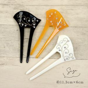 バチ型ラインストーン かんざし 花しおり 3色...の詳細画像2