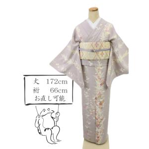 正絹 絽 小紋 仕立て上がり 夏着物 新品 未着用 ライトグレー