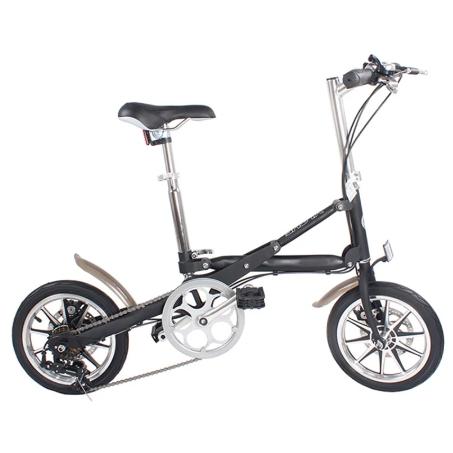 超軽量折りたたみ自転車 14インチ可変速度 炭素鋼フロント リアディスクブレーキ付き超軽量