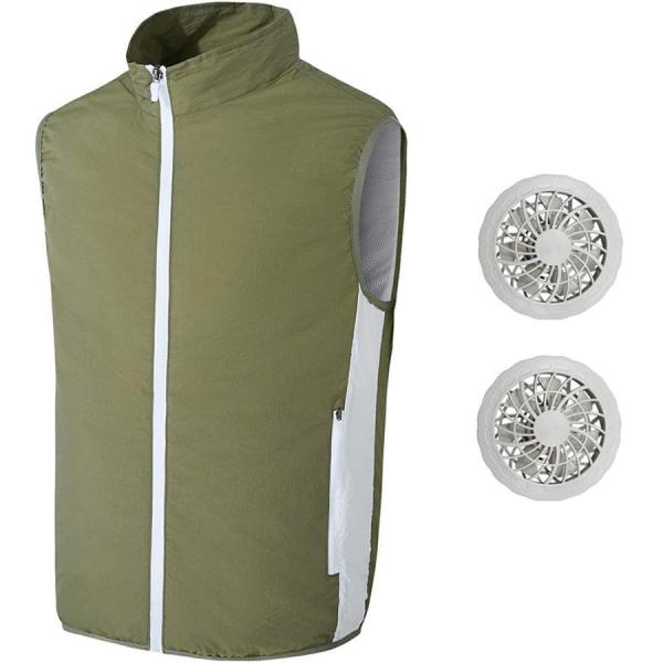 空調服 空冷服 ベスト ノースリーブ 作業ジャケット ファン服 セット モバイルバッテリー給電式