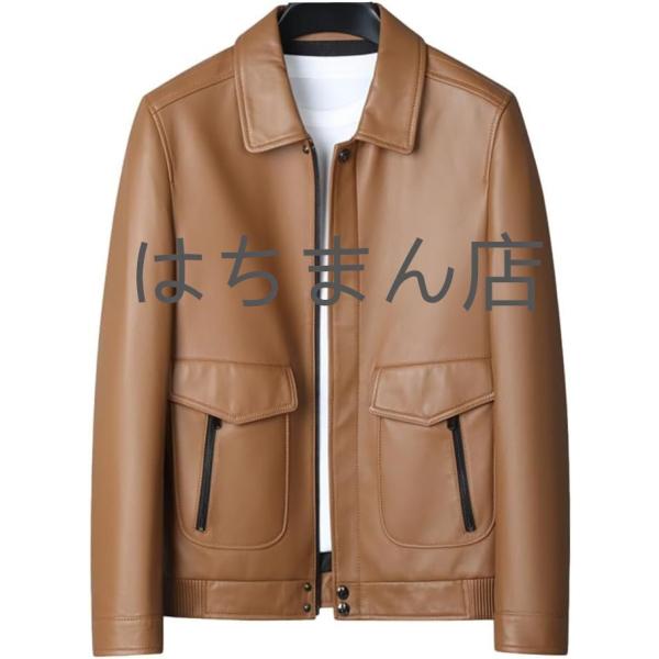 ラムレザージャケット メンズ シングルライダース ライダースジャケット 本革 襟付き レザージャケッ...