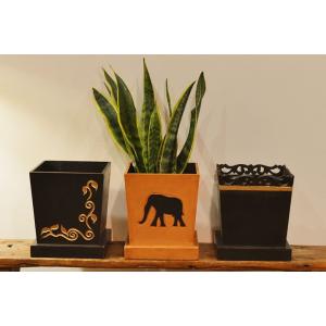 アジアン バリ 雑貨 ♪バリ島の鉢カバーホワイトS（3〜5号小鉢用