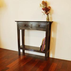 アジアン家具 木製 バリ ♪２引き出しコンソール（ローズ柄