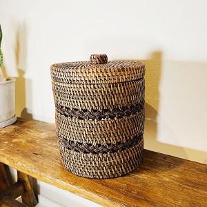 アフリカ セネガル Lサイズ 円柱型 バスケット No.119 かご アフリカ