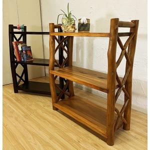 ★輸入品）アジアン家具：竹製3段シェルフ ラタン 3段 シェルフ コーナーラック H80cm 竹製品 バンブーインテリア