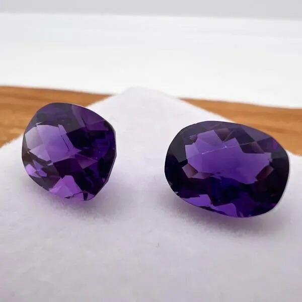 アメジスト 10mm×８mm クッションカット パイナップル W77880092♪ 天然石 ルース ...