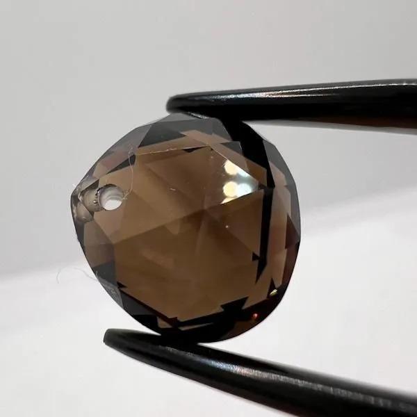 スモーキークォーツ 12mm Wカット ドロップW77880434♪ 天然石 ルース 宝石 ジェム ...