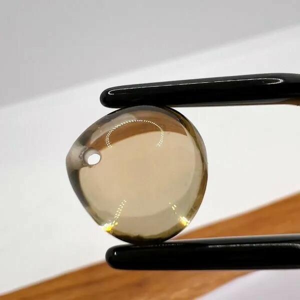 オリーブクォーツ 12mm カボション ドロップ W77880437♪ 天然石 ルース 宝石 ジェム...