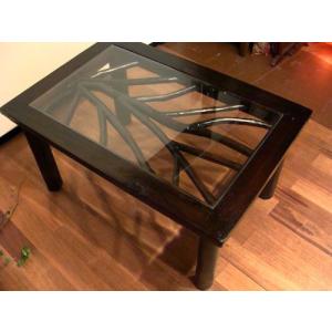 アジアン家具 センターテーブル ローテーブル ♪ARナチュラル ガラステーブル(M)♪ 天然木 チーク リビング ダイニング インテリア雑貨 デザイン家具