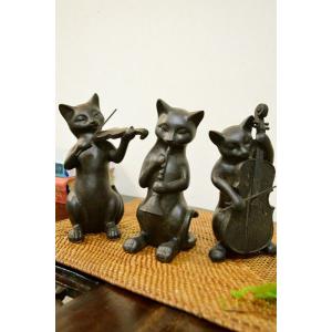 猫 置物 置き物 オブジェ チェロ 猫雑貨 真鍮 ブロンズ仕上げ レトロ