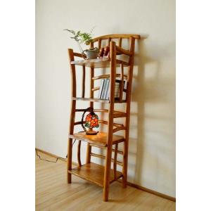 ラタン 3段 シェルフ コーナーラック H80cm 竹製品 バンブーインテリア
