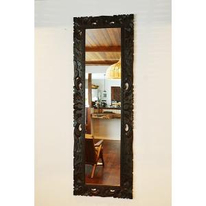 アジアン家具 木製 バリ ♪バリ島の花彫刻の姿見♪ おしゃれ