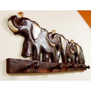 壁飾り 壁掛けフック オブジェ アジアン雑貨 バリ ♪ゾウのハンガー5個フックつき♪