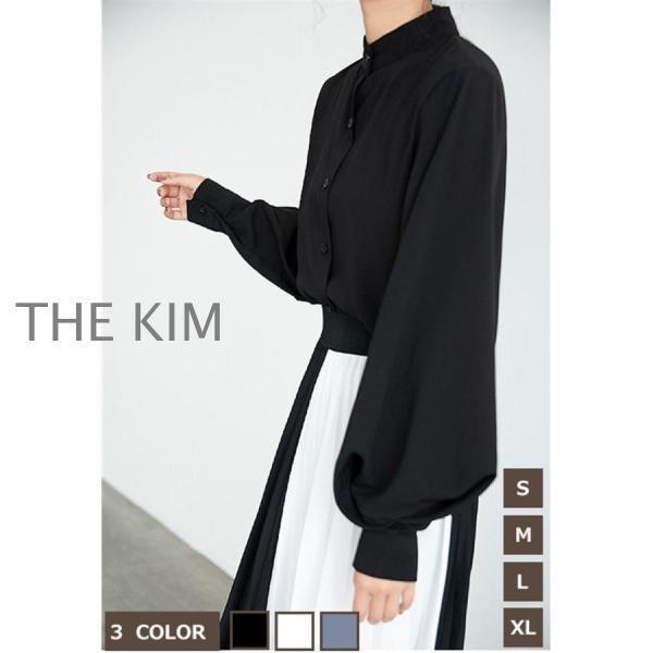 オフィスシャツ レディース シフォン スタンドカラー ゆったり トップス  ブラウス 春秋夏 通勤 ...