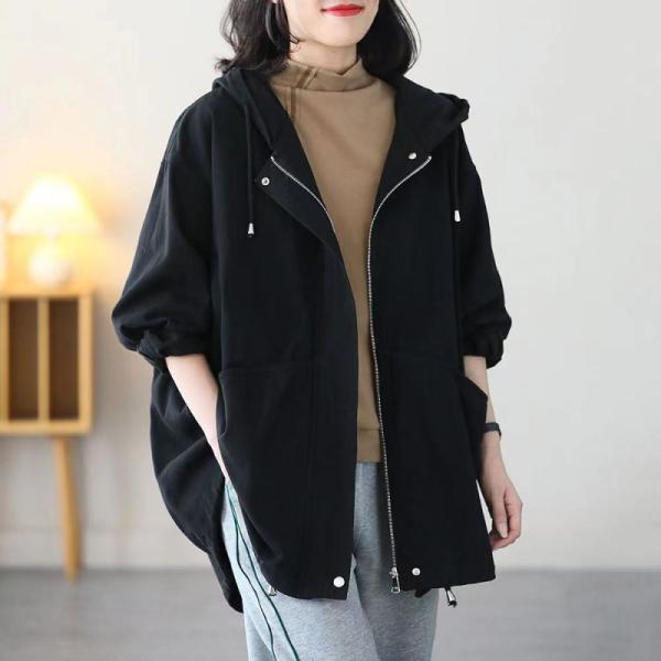 ジャンパー レディース 秋服 ジャケットフード付き 裏地マウンテンパーカー アウター ジップアップ ...