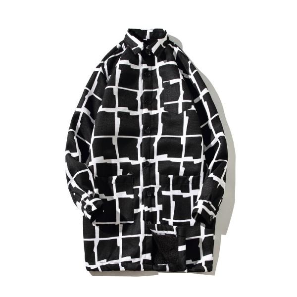 ロングジャケット 羽織り メンズ 長袖 ロングシャツ カジュアルシャツ ロング丈 ボア付き 裏起毛シ...