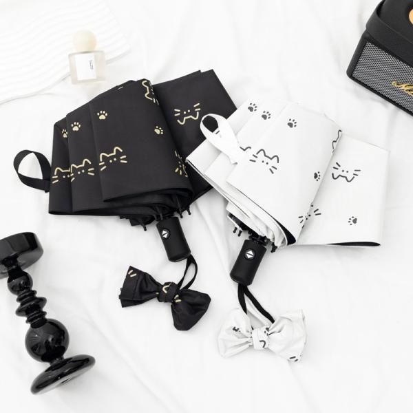 折りたたみ傘 軽量 コンパクト 丈夫 頑丈 自動開閉猫柄 小型 晴雨兼用 UVカット 日傘 遮熱 耐...