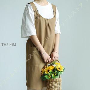 エプロン おしゃれ ロング丈 大人 マノン ナチュラル キッチン用品 お尻が隠れる 可愛い 北欧 無地 シンプル 保育士 ギフト プレゼント 洗える エプロン