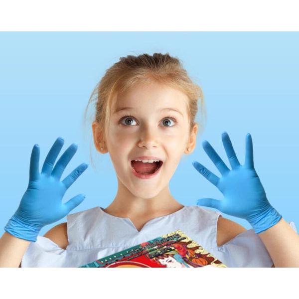使い捨て手袋 ニトリル 4-12歳 子供用 手袋 粉なし ブルー 100枚 手荒い 防水 耐油性 衛...