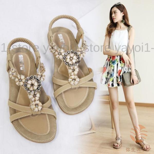 サンダル レディース 花柄 サンダル レディース ローヒール ミュール サマー 夏 通勤 シューズ ...