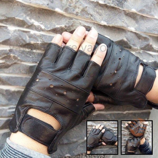 本革手袋 メンズ 羊革 半指手袋 glove バイク手袋 レーシンググローブ 柔らかい 上質 高級 ...