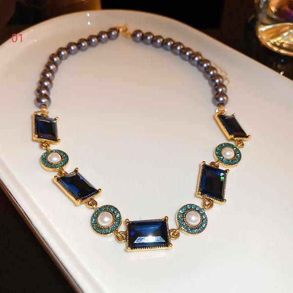 ネックレス ビジュー ストーン 大ぶり 大きい ショートネックレス レディース アクセサリー おしゃ...