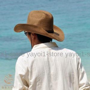麦わら帽子 メンズ テンガロンハット ウエスタンハット カウボーイハット ストローハット 日よけ帽子 紫外線対策 父の日 パナマ帽 旅行 登山 釣り｜yayoi1-store