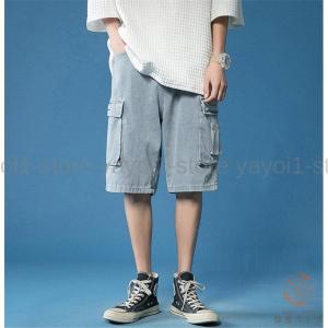 ショートパンツ メンズ カーゴパンツ デニムパンツ ポケット付き 大きいサイズまで ビッグシルエット 夏｜yayoi1-store