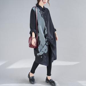 シャツワンピース ロングワンピース アシンメトリー 斜めドレープ