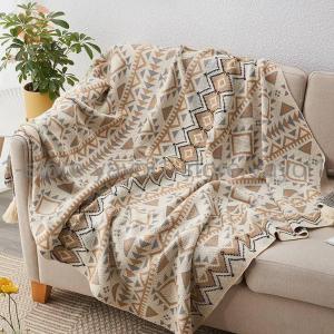 ブランケット 北欧 大判 130×220cm 波柄 おしゃれ ベッドスロー マルチ