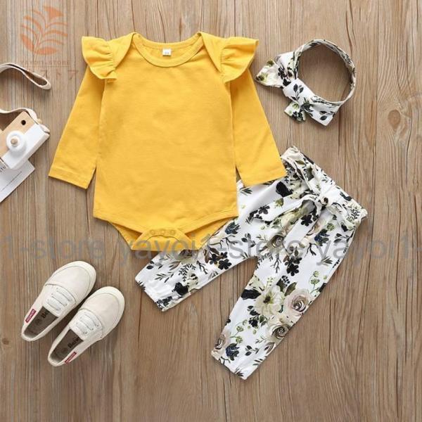 ベビー服 ベビーファッション ボタニカル柄 ロンパース ベビーウェア 秋服 赤ちゃん服 赤ちゃんファ...